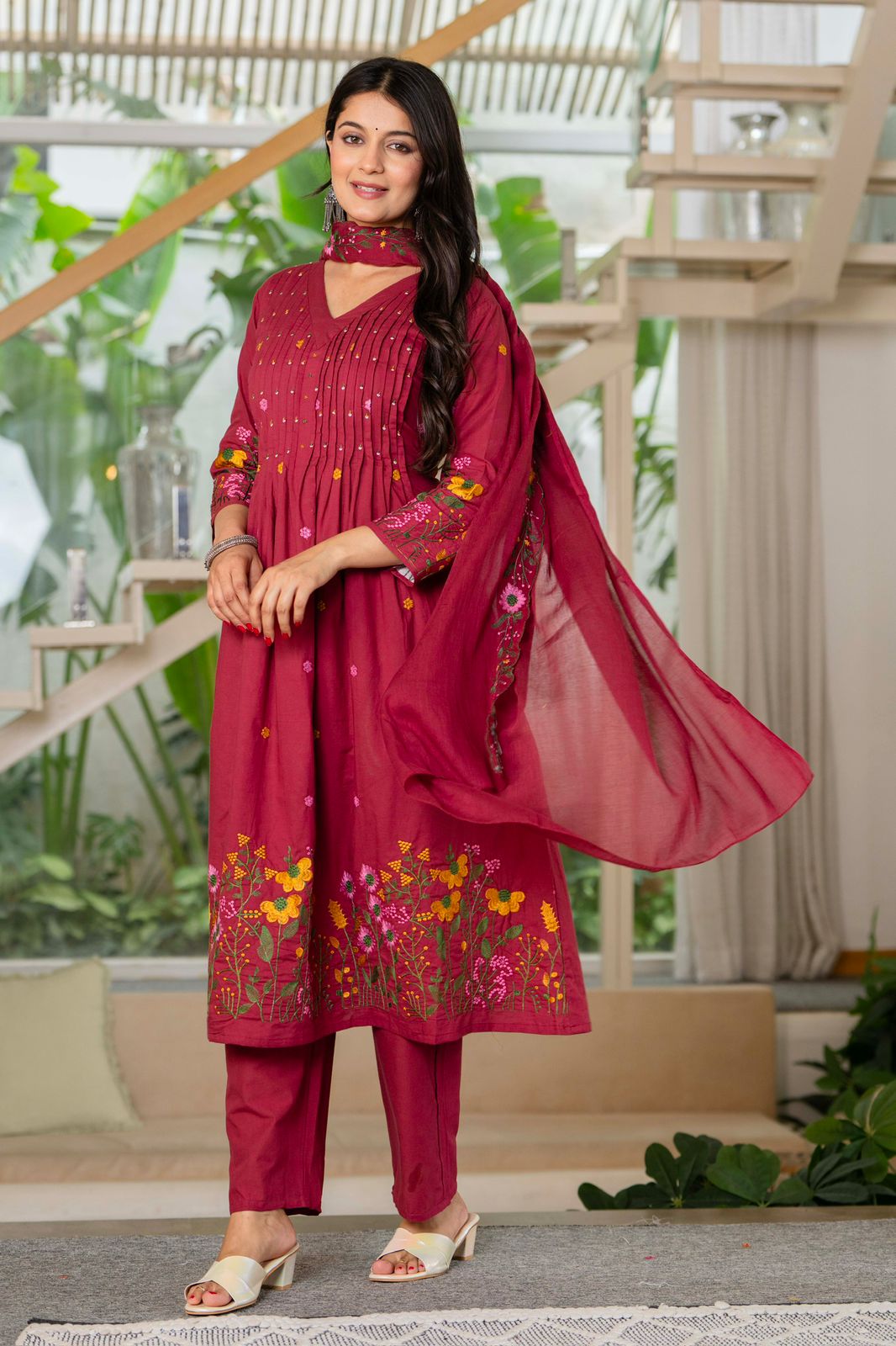 Maverick Fusion Embroidered Cotton Kurta Set